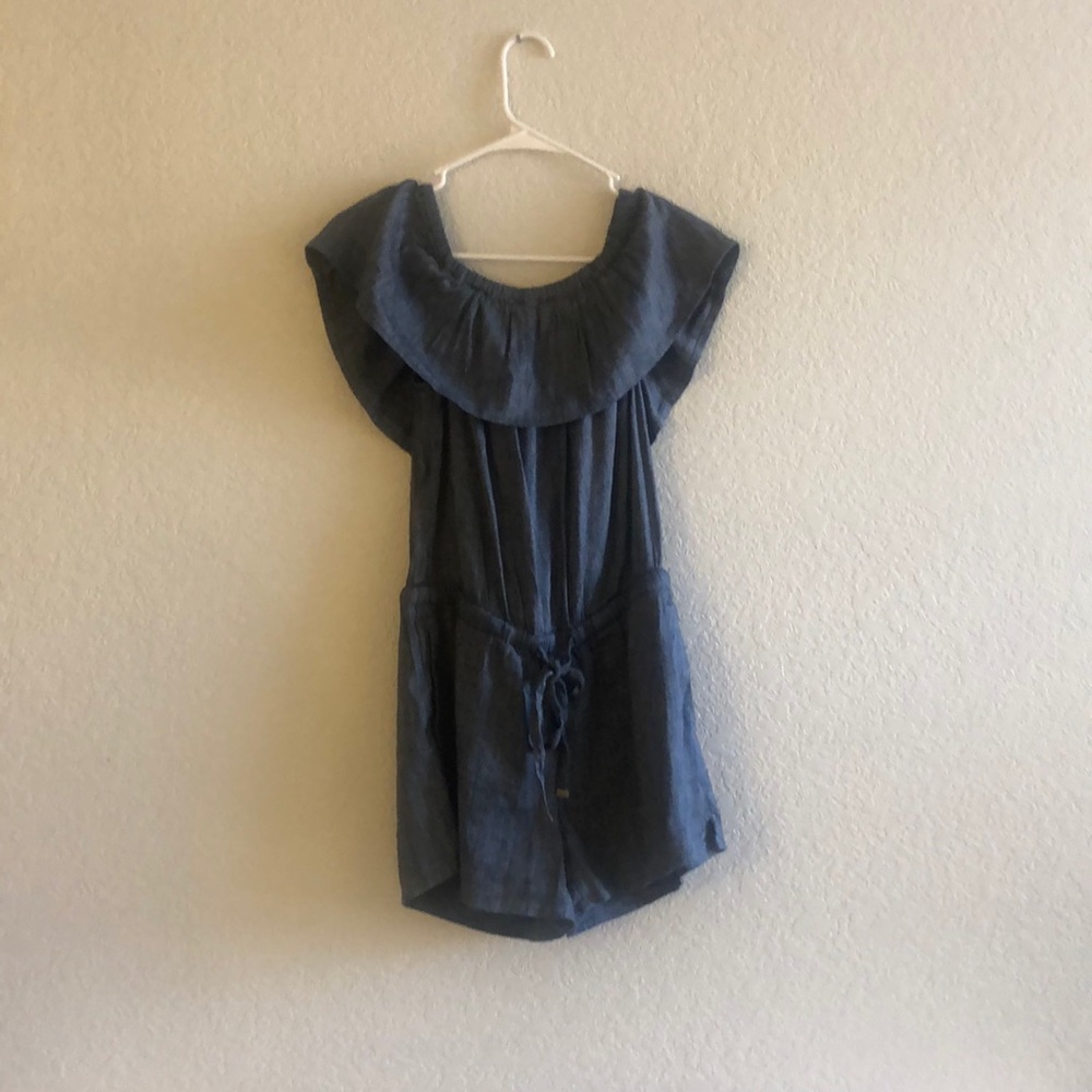 Denim off the shoulder romper
